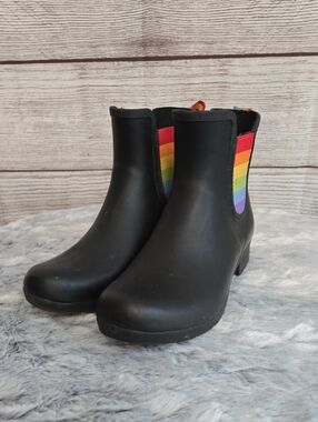 Chooka Black Ankle Rain Boots, Girls Size 6